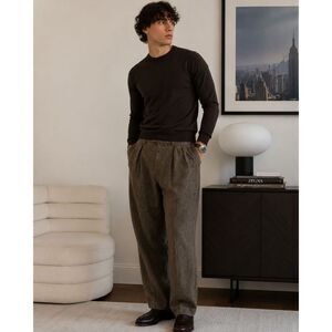 Ermenegildo Zegna Brown Gray Wool Pleated Pants Trousers    Mens Size EU 38